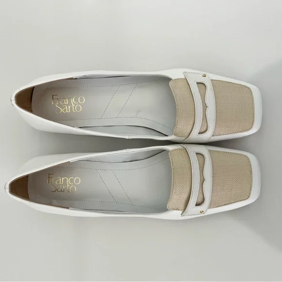 Franco Sarto White and Tan Flats with Bow Detail - Picture 4 of 12